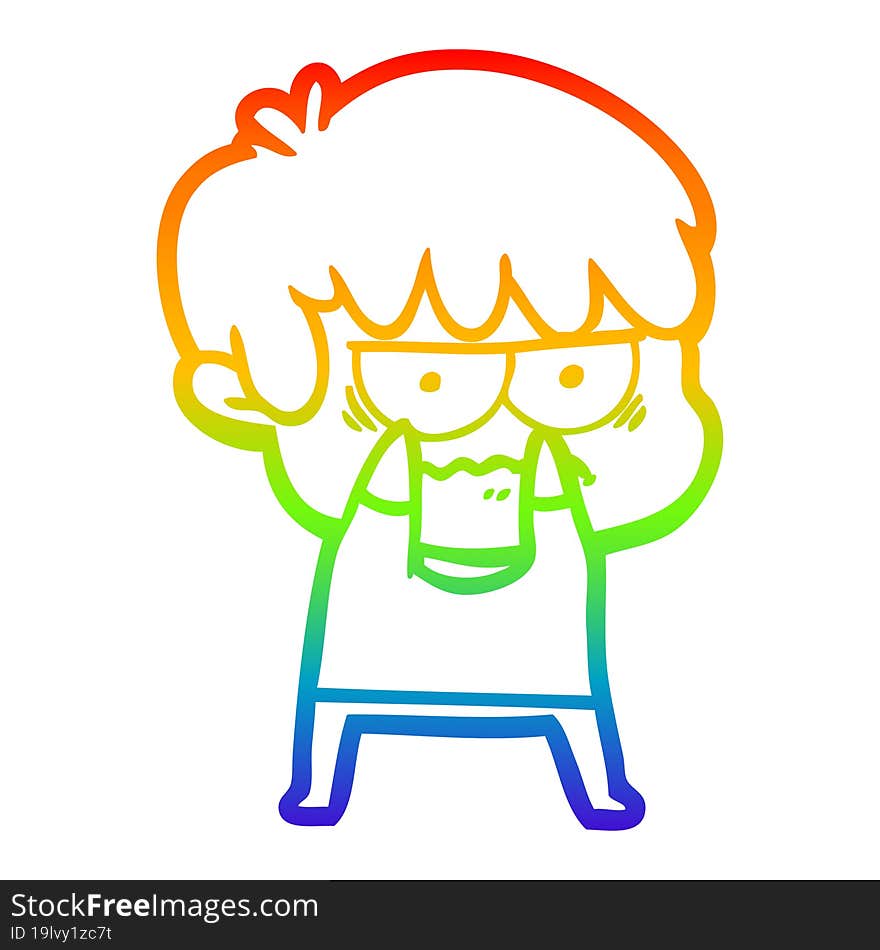 rainbow gradient line drawing annoyed cartoon boy