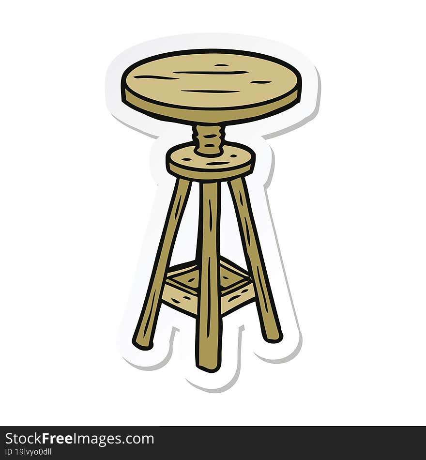 sticker of a cartoon artist stool