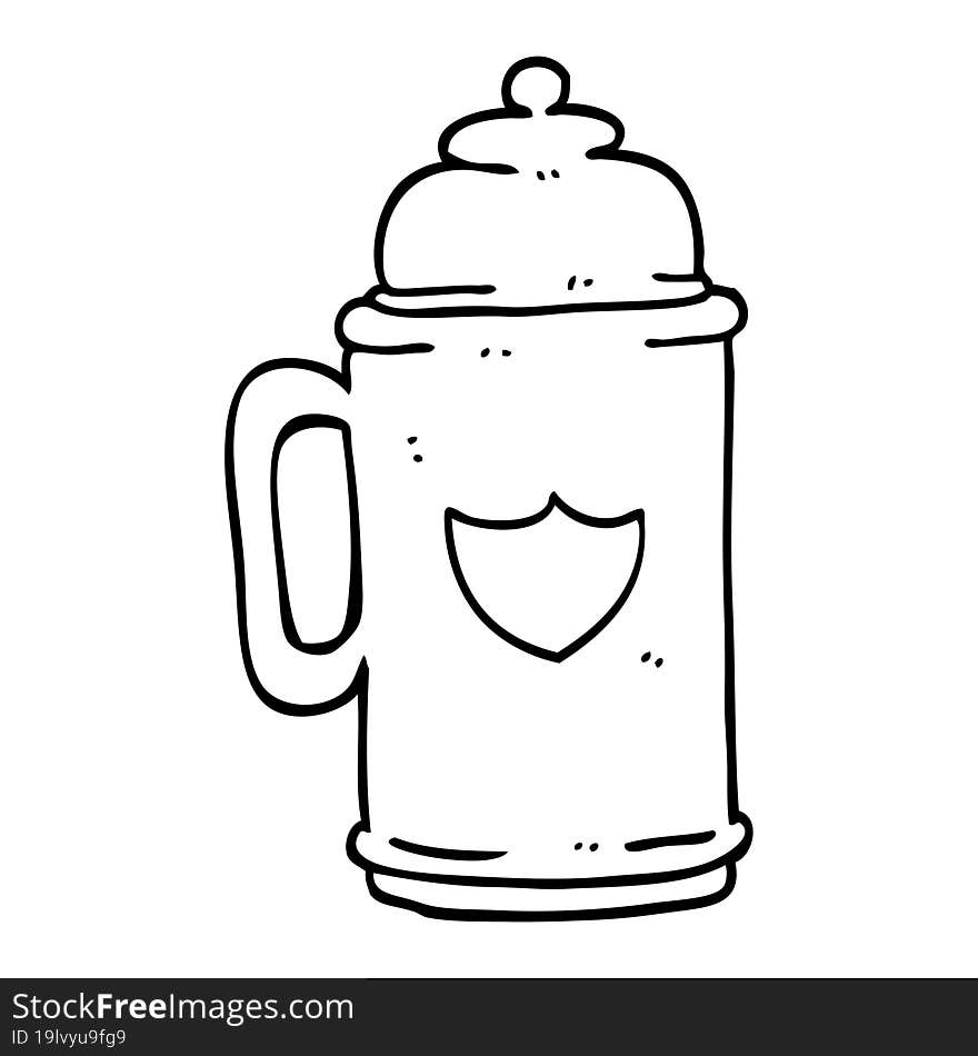 Line Drawing Cartoon Traditional Beer Tankard