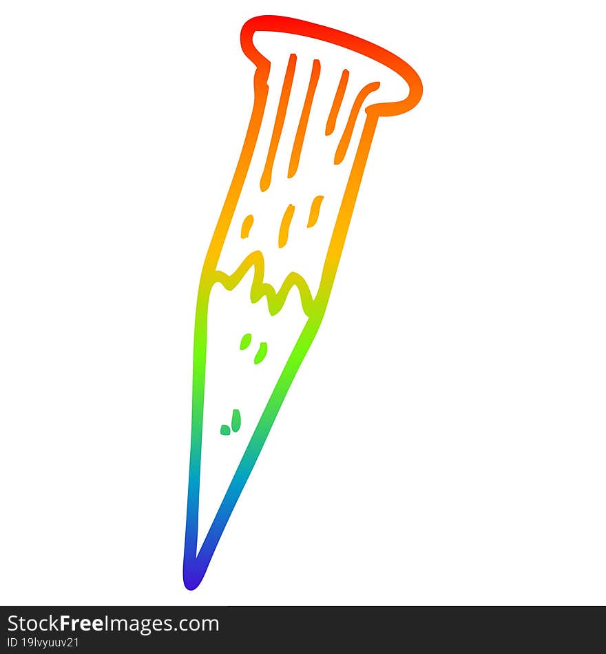 rainbow gradient line drawing cartoon bloody vampire stake