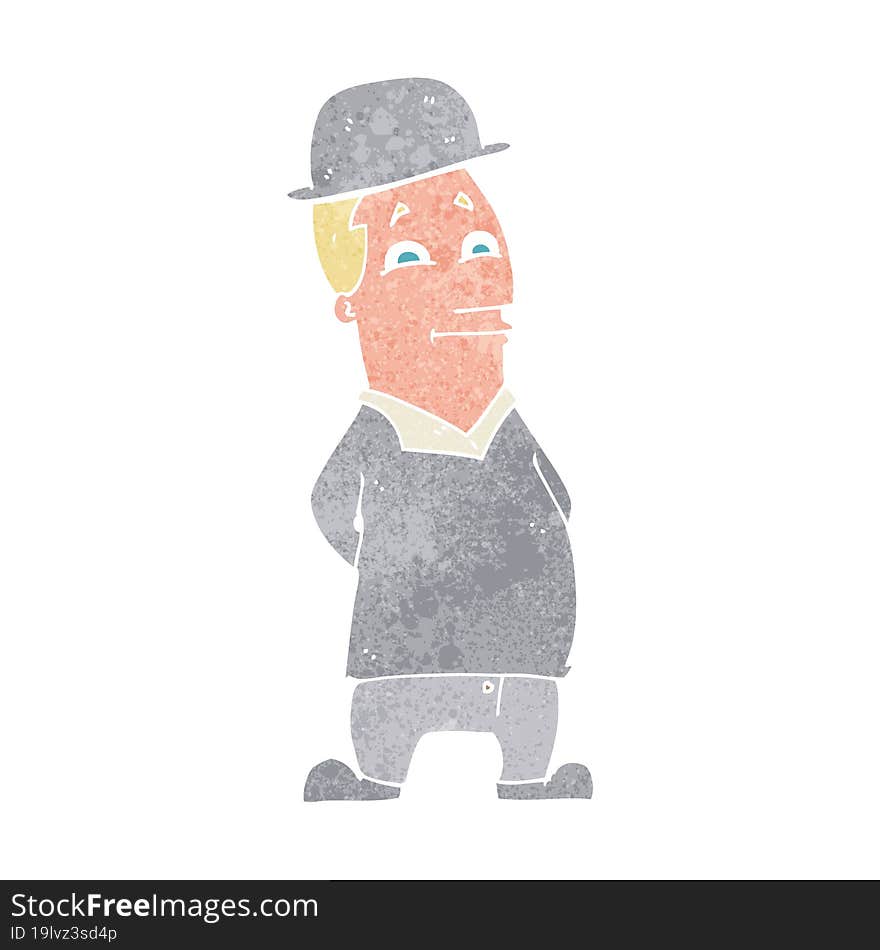 Cartoon Man Wearing Bowler Hat