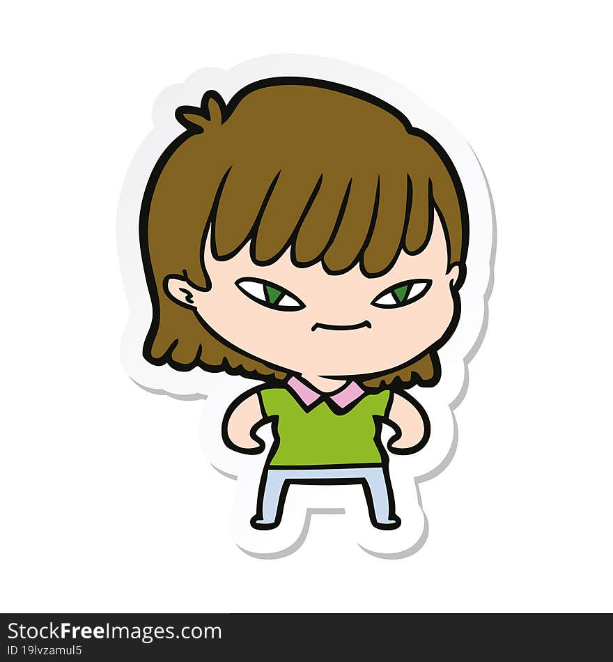 sticker of a cartoon woman