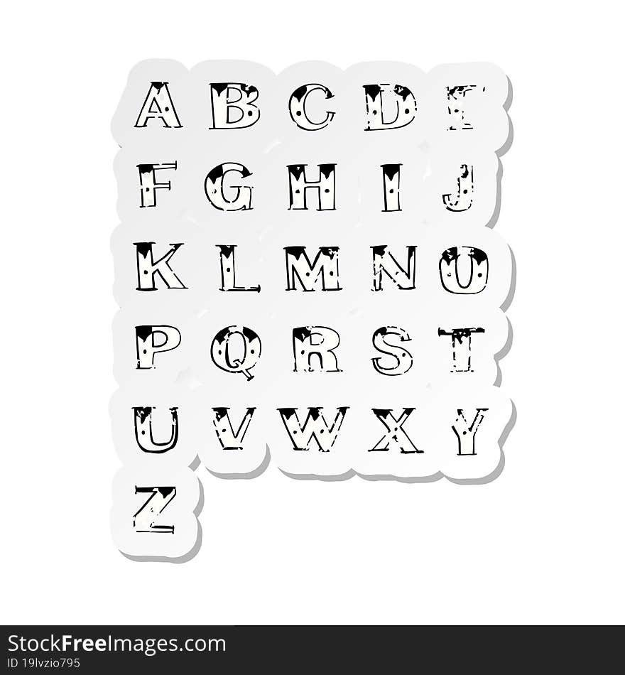 retro distressed sticker of a cartoon old tattoo letters