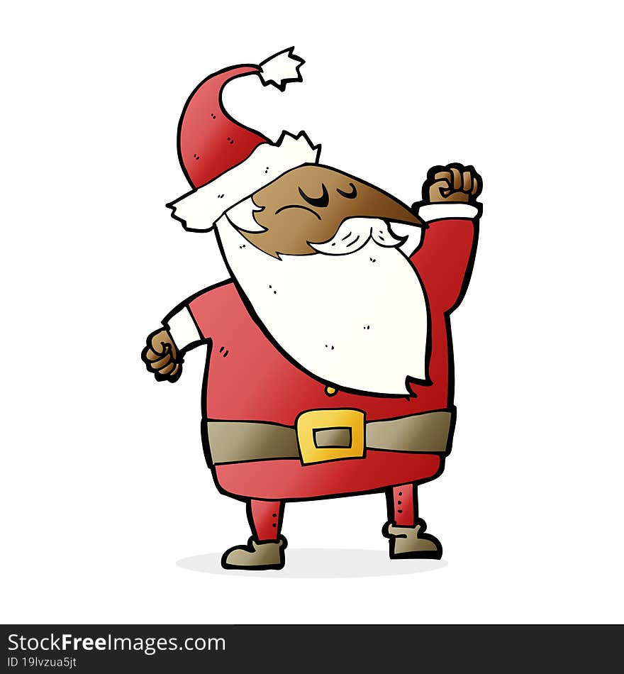 cartoon santa claus punching air