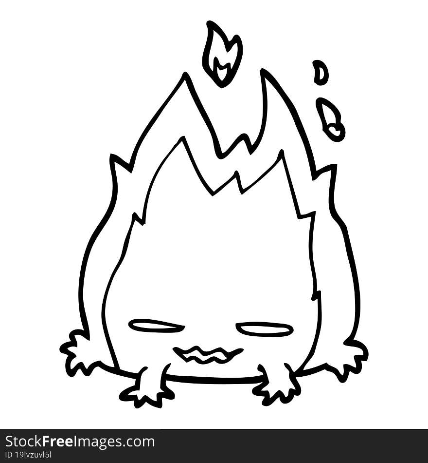 Line Drawing Cartoon Fire Demon