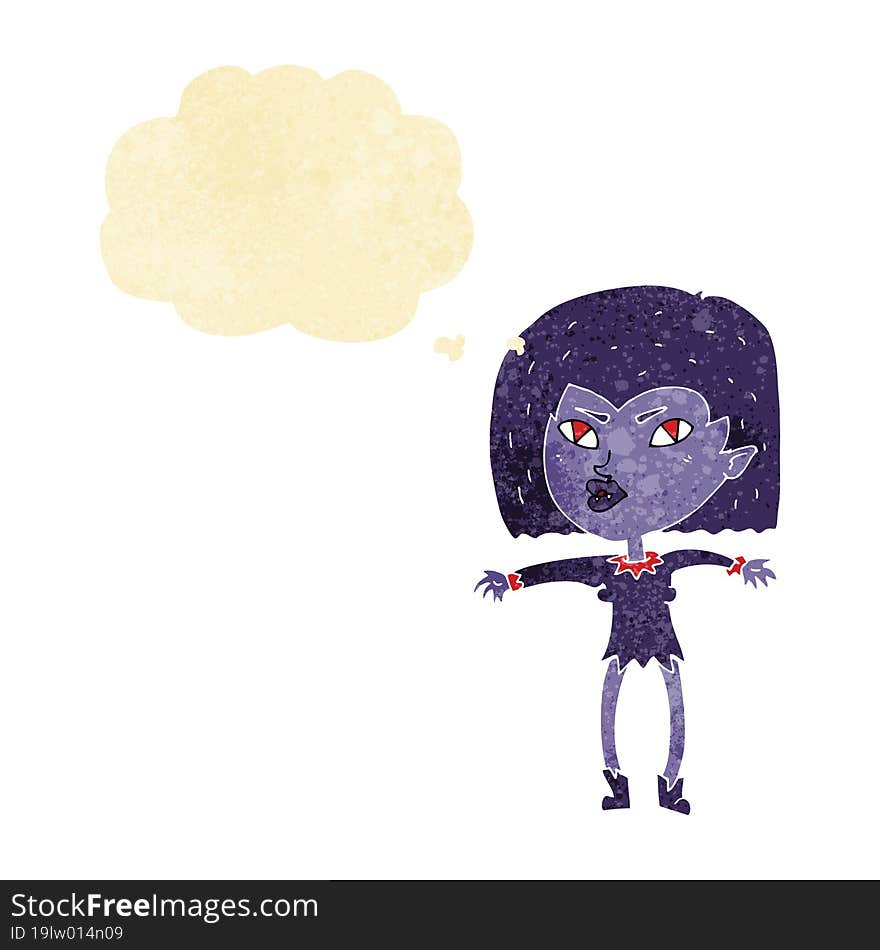 Cartoon Vampire Girl With Thought Bubble