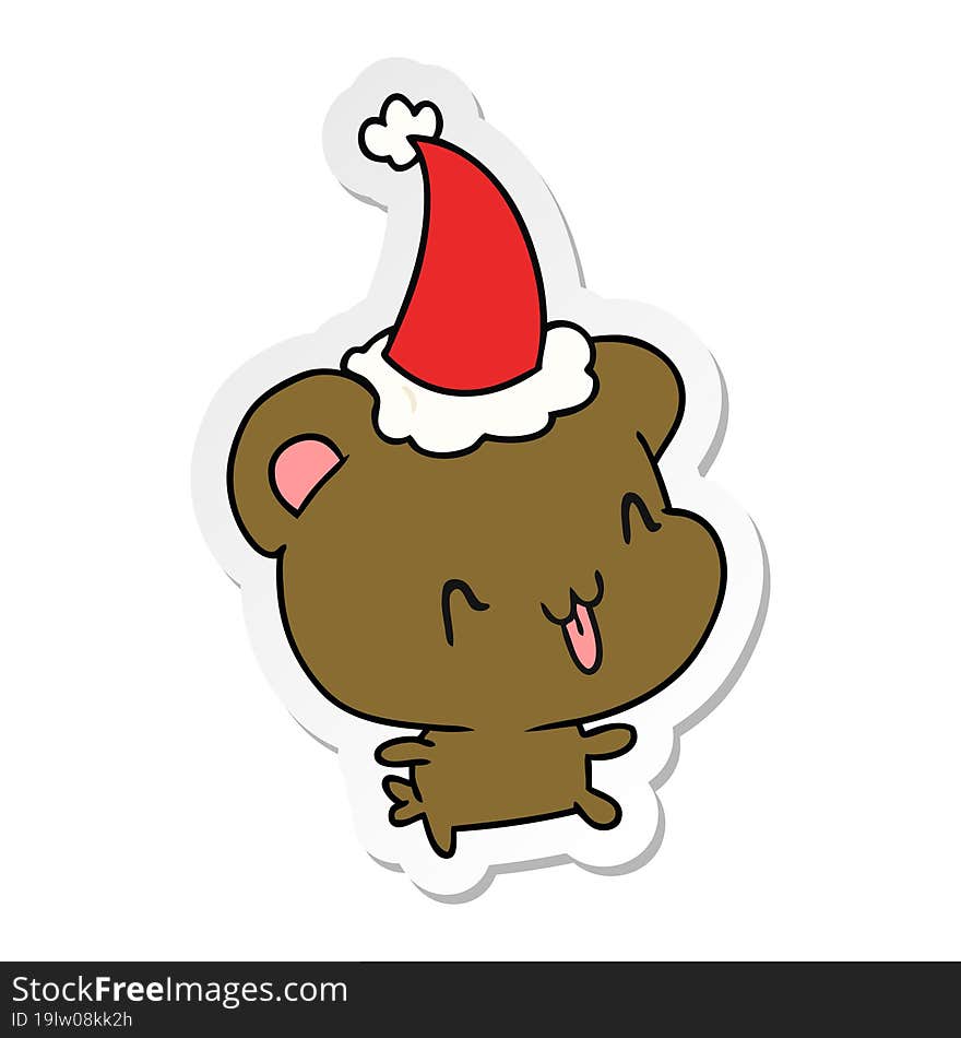 christmas sticker cartoon of kawaii bear