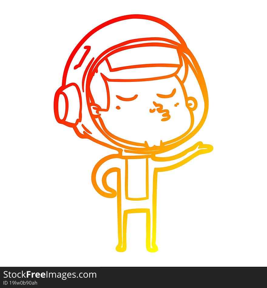 warm gradient line drawing cartoon confident astronaut