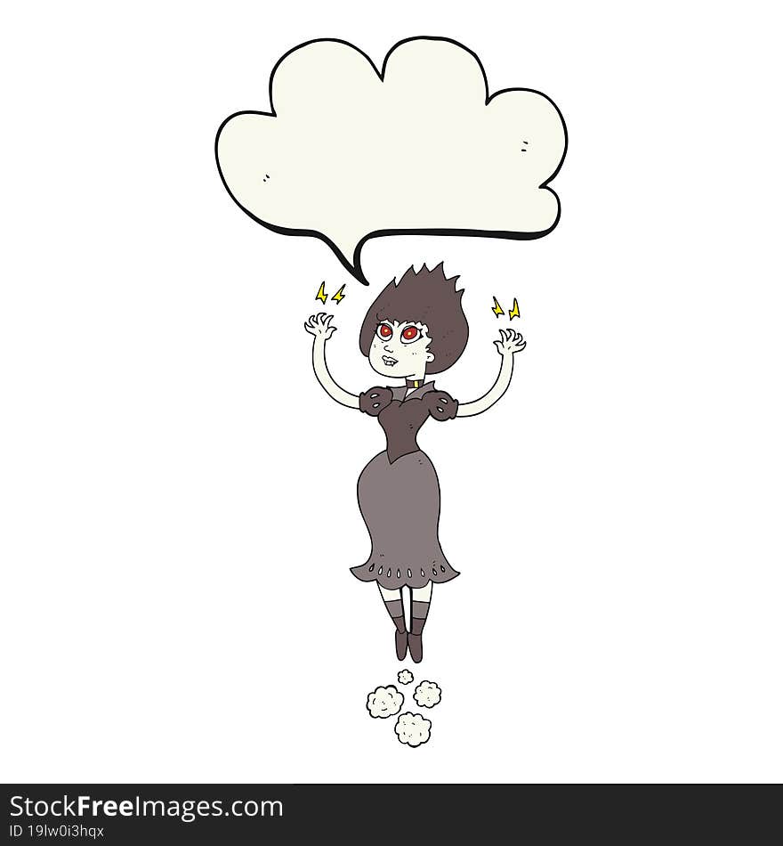 speech bubble cartoon vampire girl flying