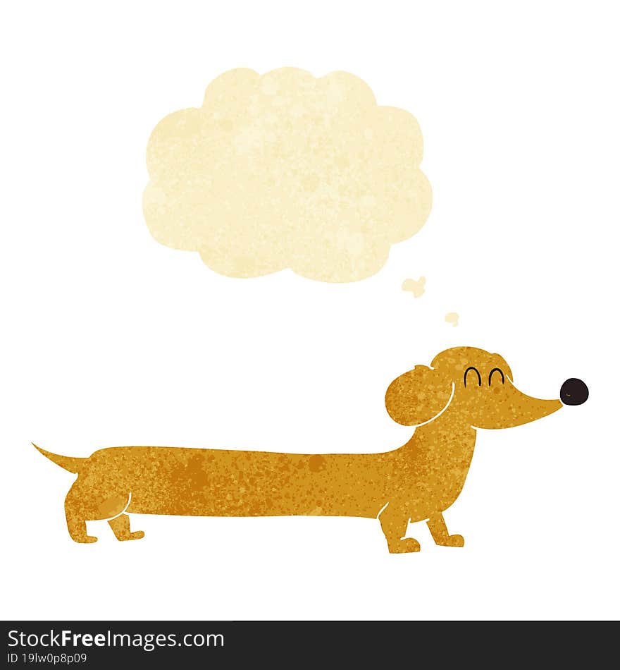 cartoon dachshund with thought bubble