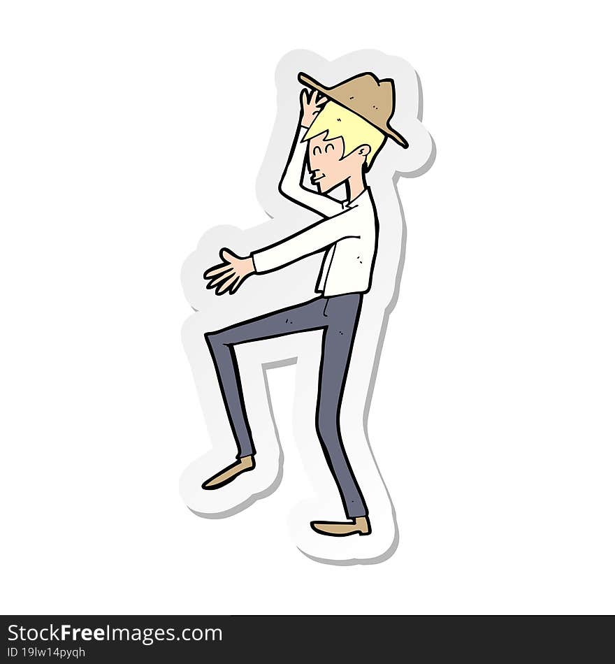 sticker of a cartoon fashionable man