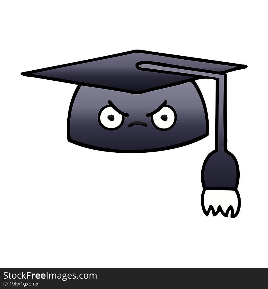 gradient shaded cartoon of a graduation hat