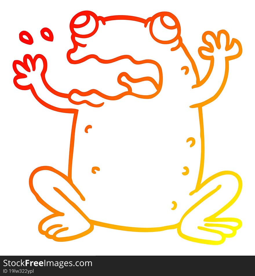 warm gradient line drawing cartoon burping toad