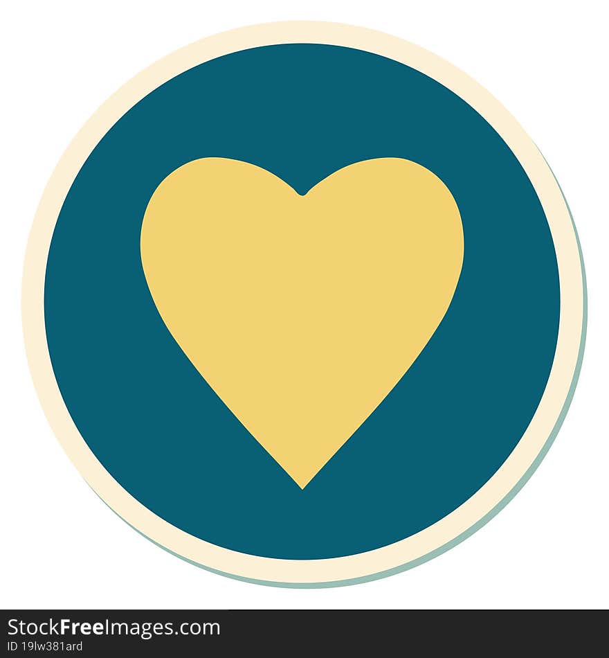 sticker of tattoo in traditional style of a heart. sticker of tattoo in traditional style of a heart