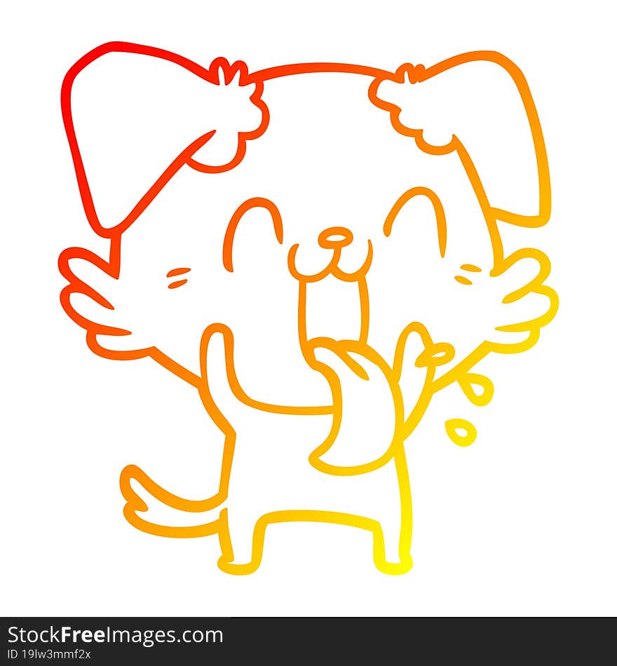 warm gradient line drawing cartoon panting dog