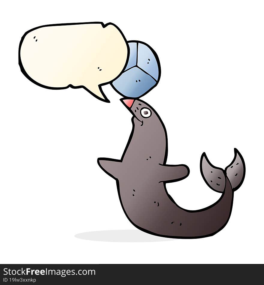 cartoon performing seal with speech bubble