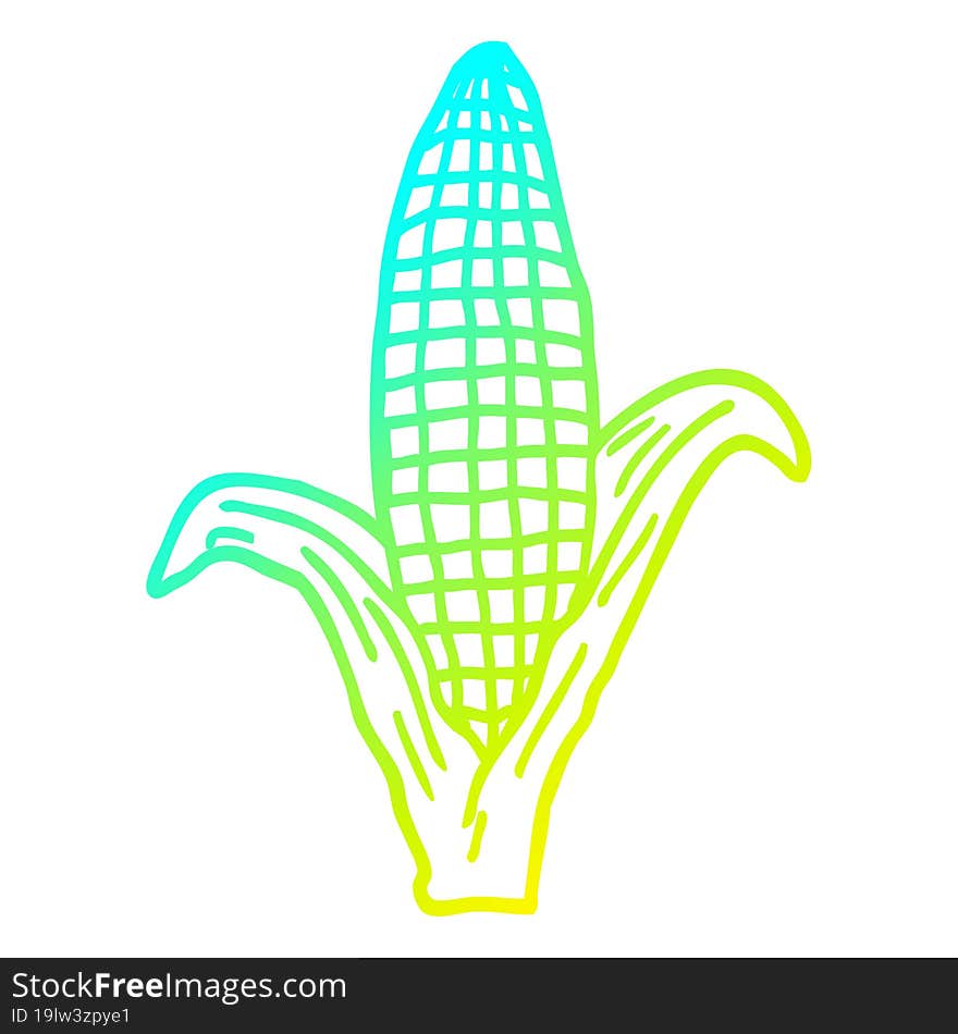 cold gradient line drawing cartoon corn on cob