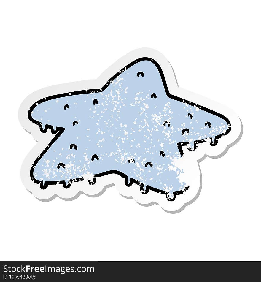 hand drawn distressed sticker cartoon doodle of a star fish