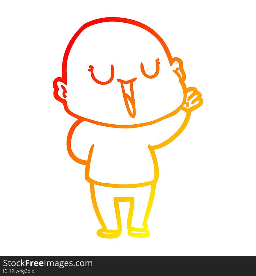 warm gradient line drawing happy cartoon bald man