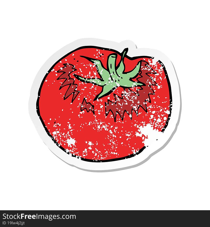 Retro Distressed Sticker Of A Cartoon Tomato