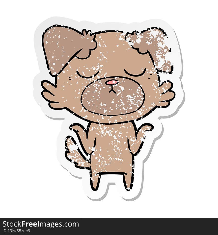 Distressed Sticker Of A Cute Cartoon Dog