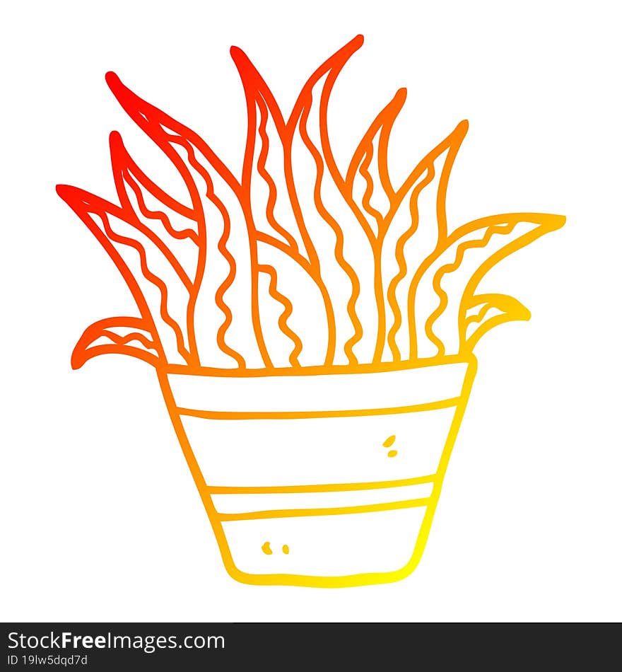 Warm Gradient Line Drawing Cartoon House Plant