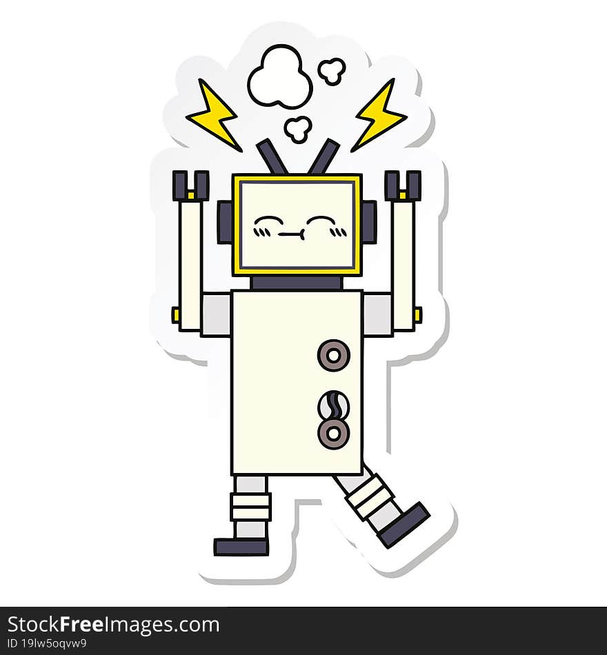 sticker of a cute cartoon robot