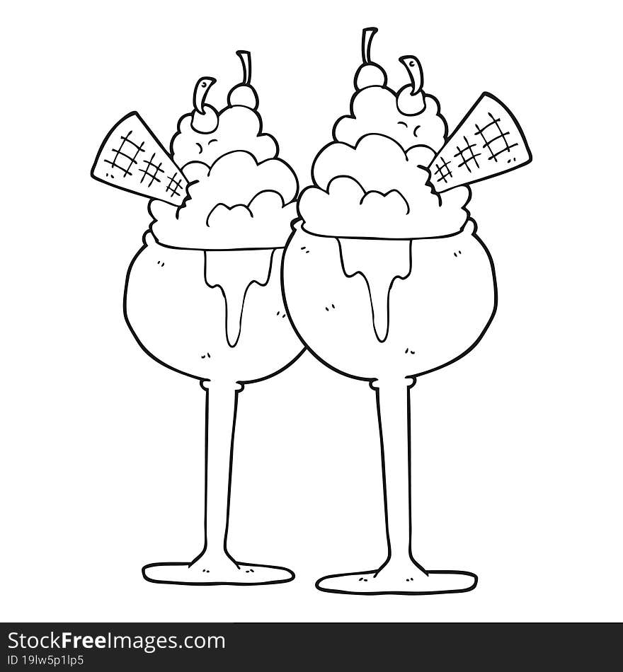 black and white cartoon ice cream