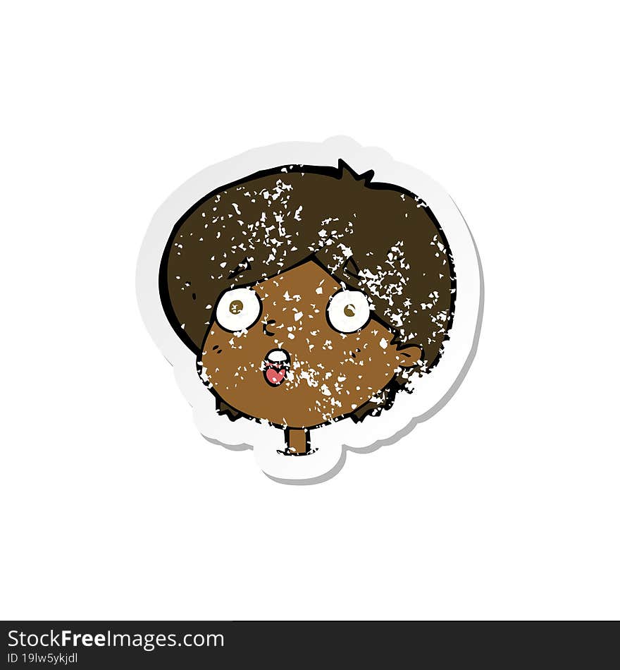 retro distressed sticker of a cartoon amazed expression