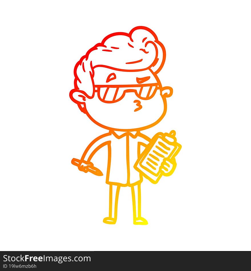 warm gradient line drawing cartoon cool guy