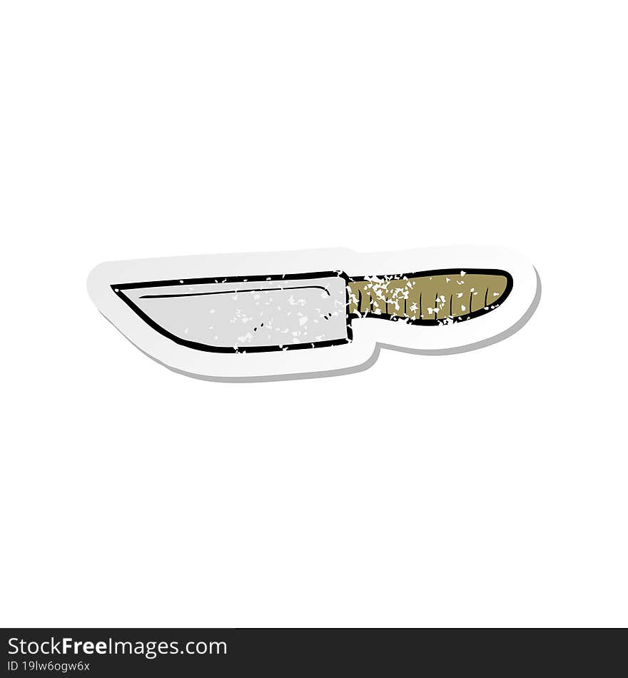 Retro Distressed Sticker Of A Cartoon Kitchen Knife