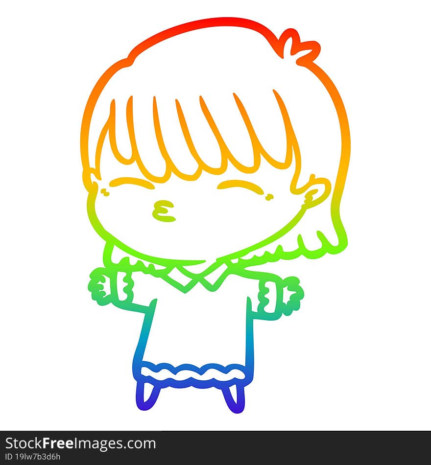 rainbow gradient line drawing of a cartoon woman