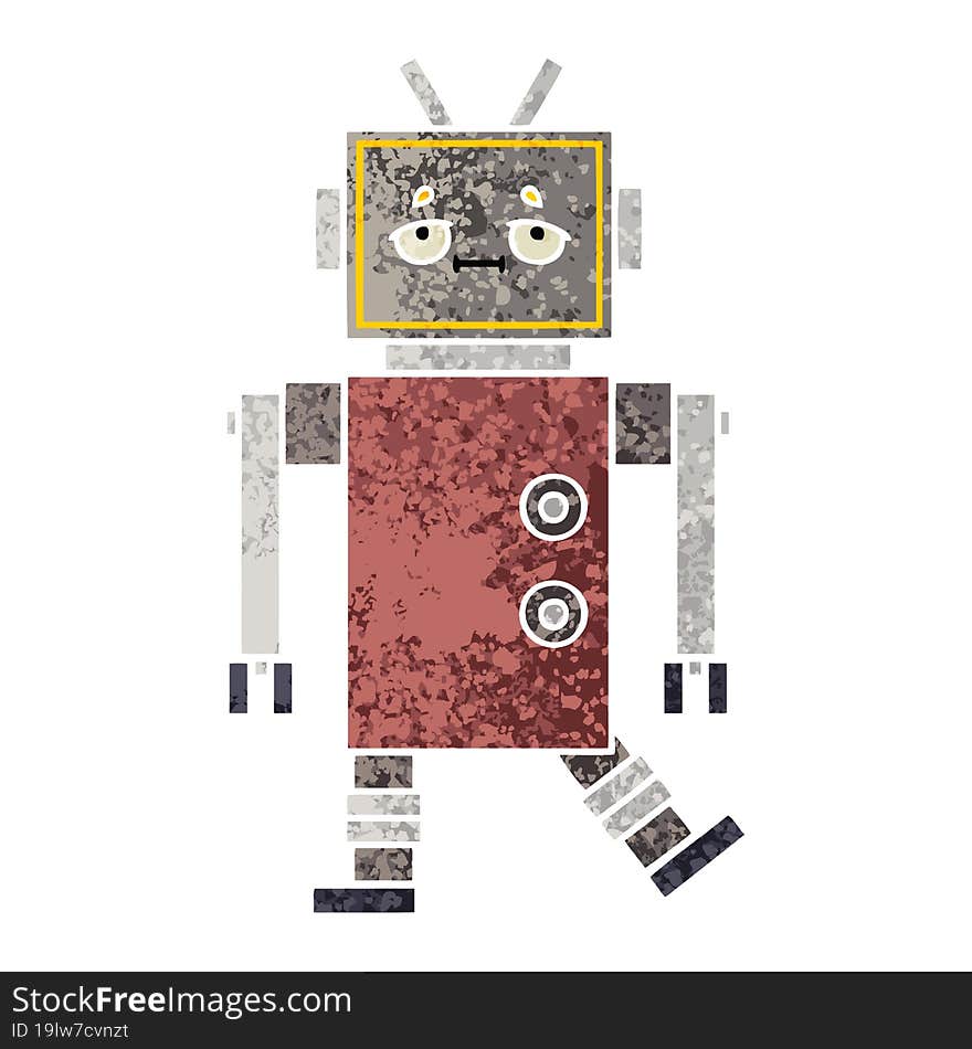 Retro Illustration Style Cartoon Robot