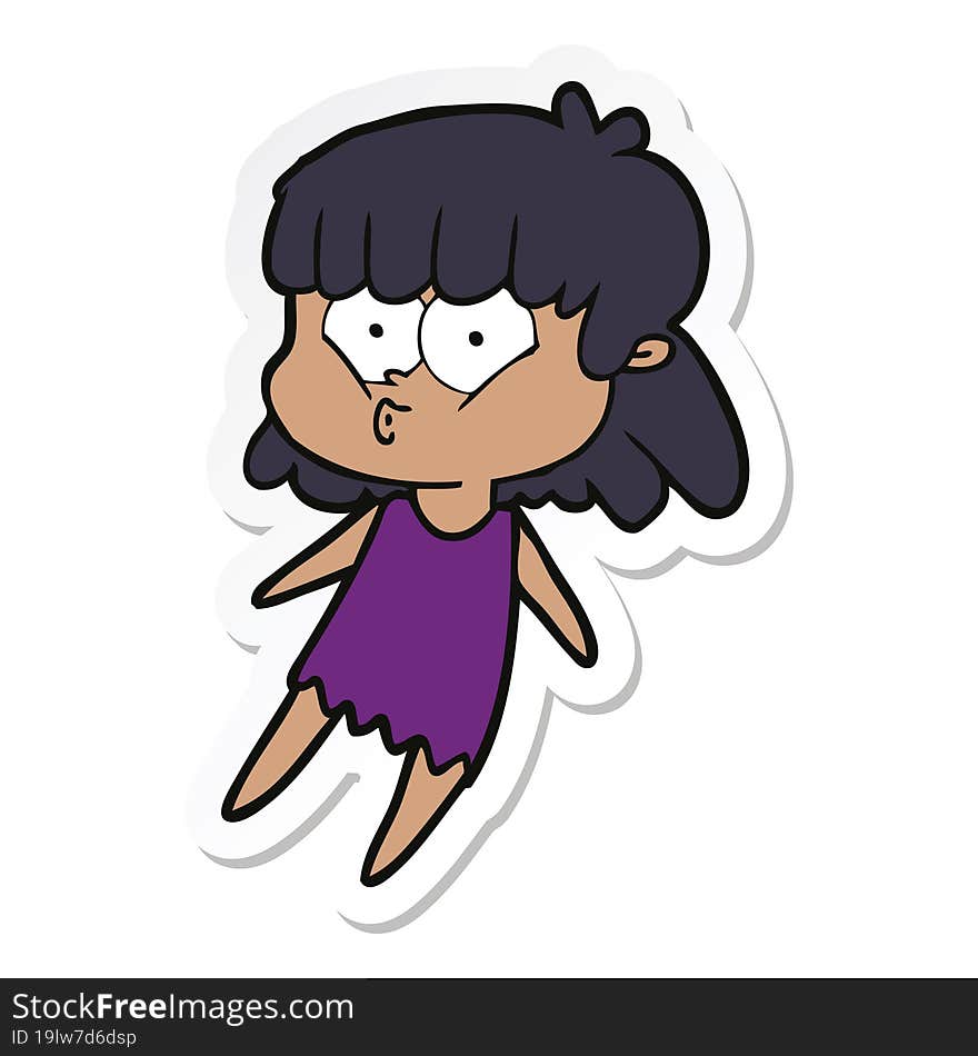 sticker of a cartoon whistling girl