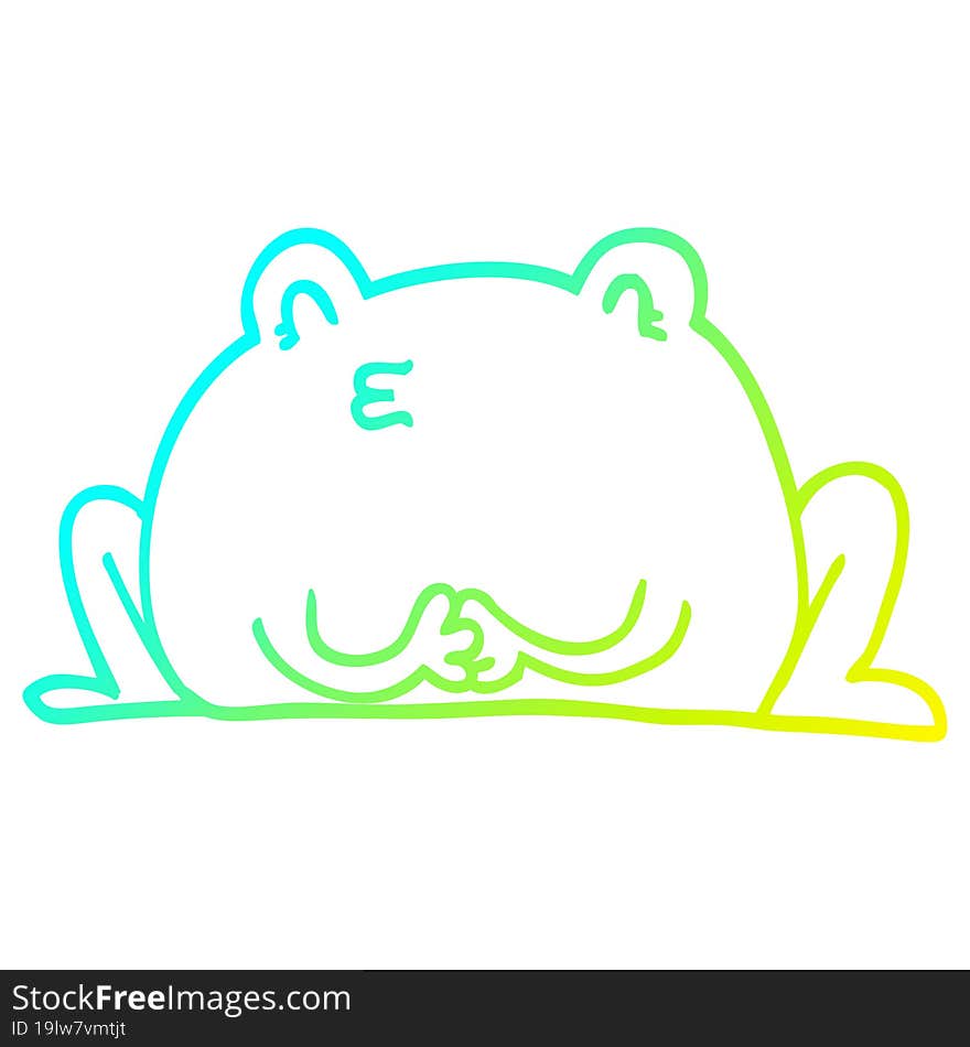 cold gradient line drawing of a cute cartoon frog