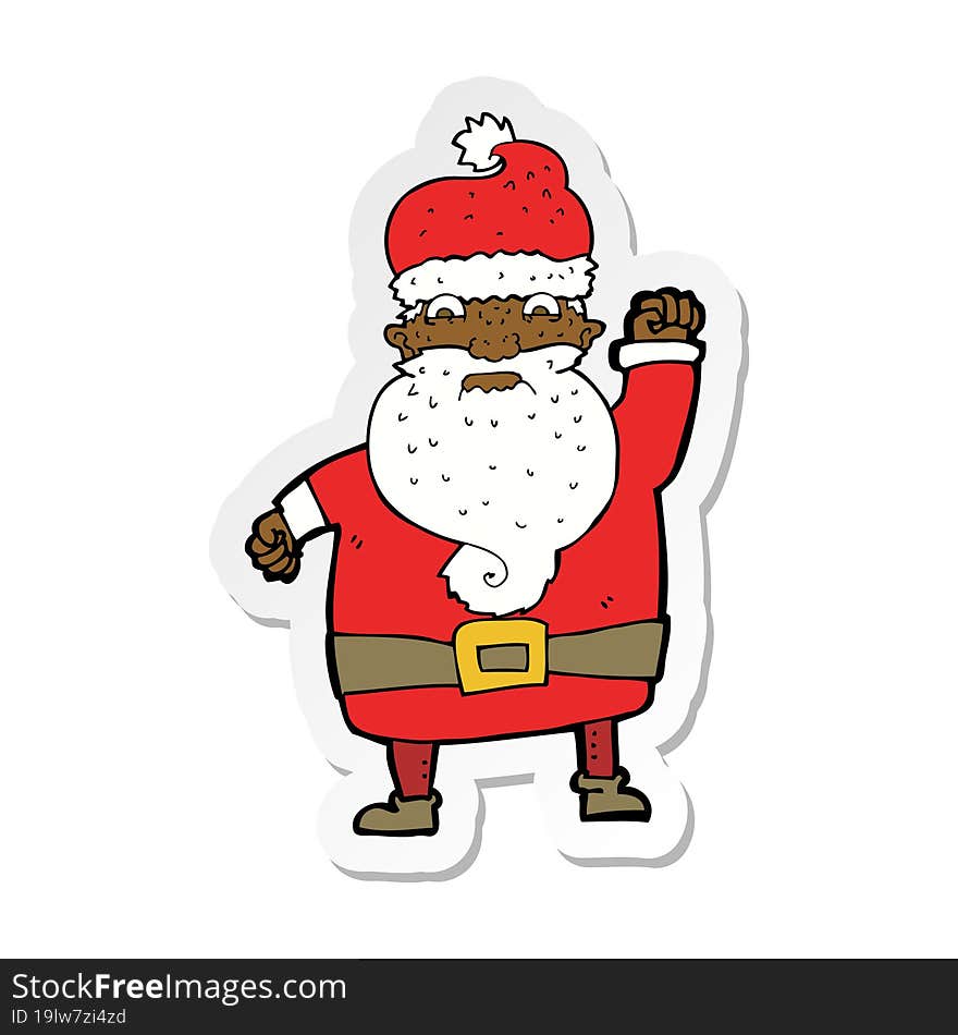 sticker of a cartoon angry santa claus