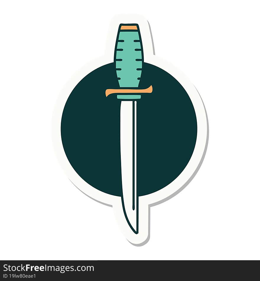 sticker of tattoo in traditional style of a dagger. sticker of tattoo in traditional style of a dagger