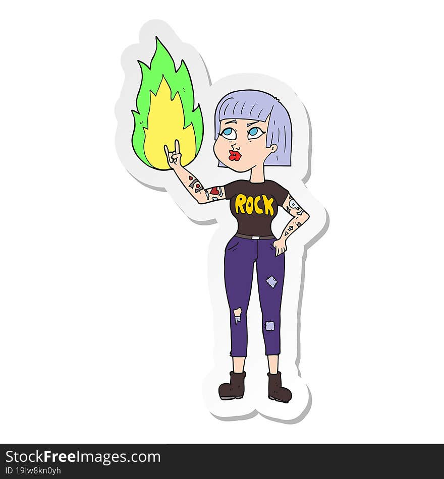 sticker of a cartoon rock girl