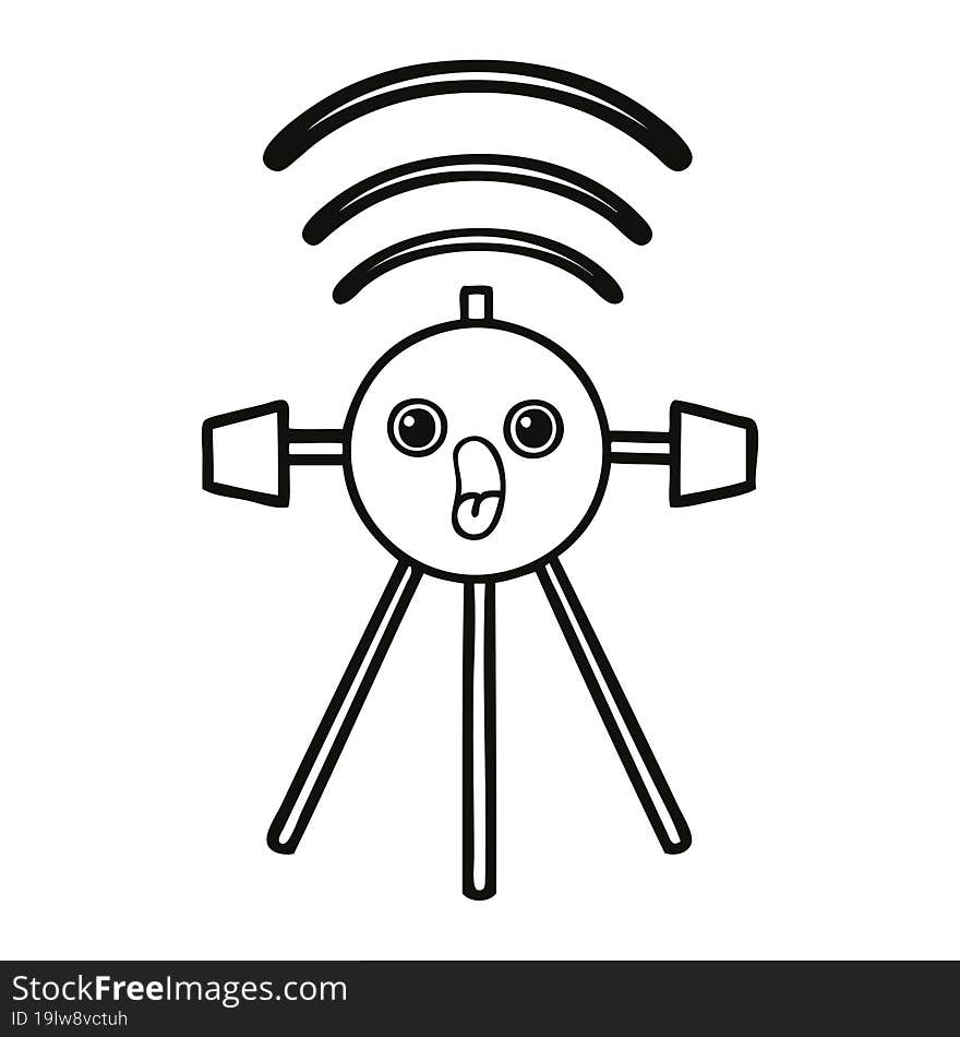 line drawing cartoon satellite