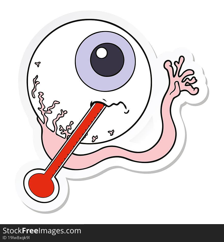 sticker of a cartoon ill eyeball