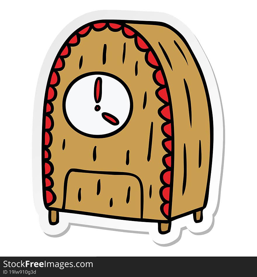 sticker cartoon doodle of an old fashioned clock