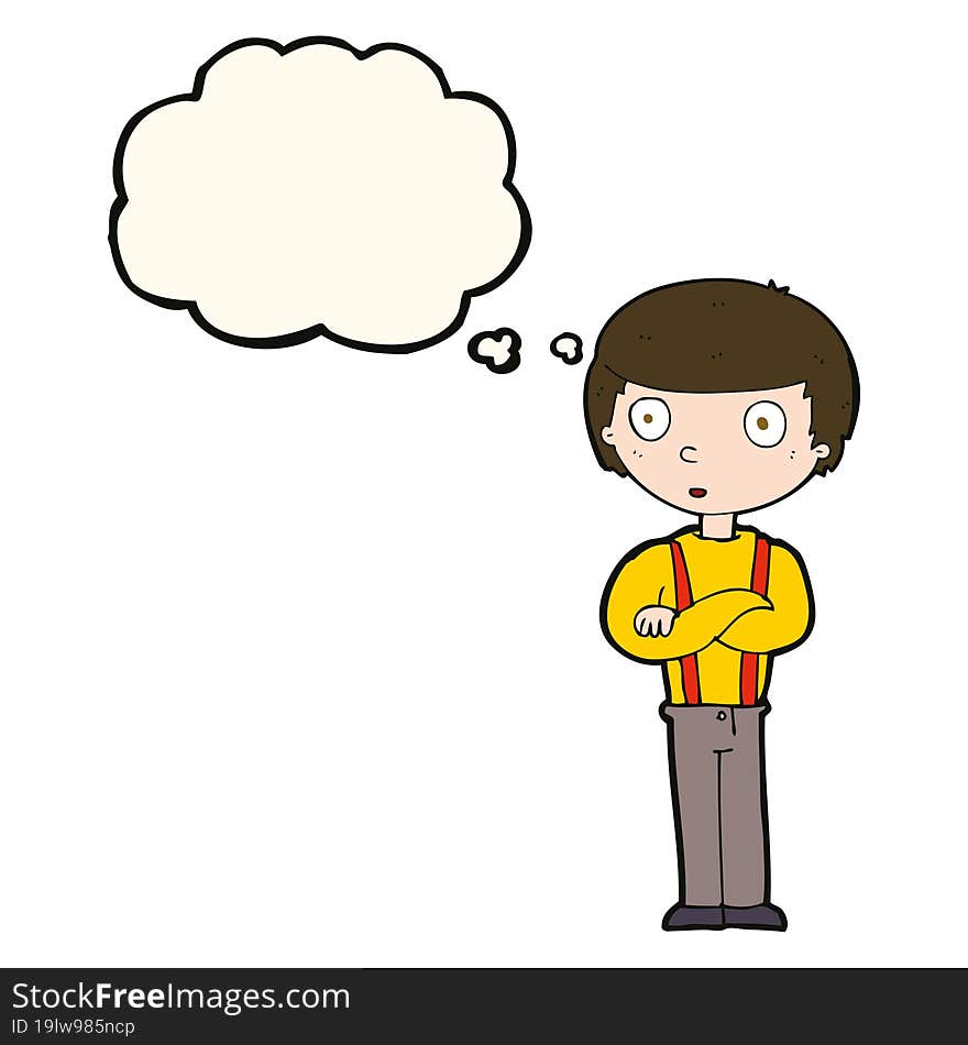 Cartoon Staring Boy With Thought Bubble