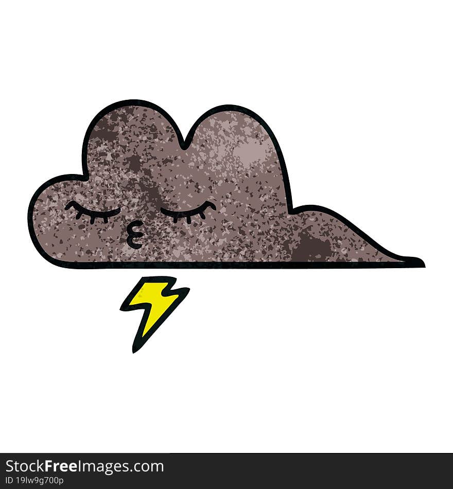 retro grunge texture cartoon of a storm cloud