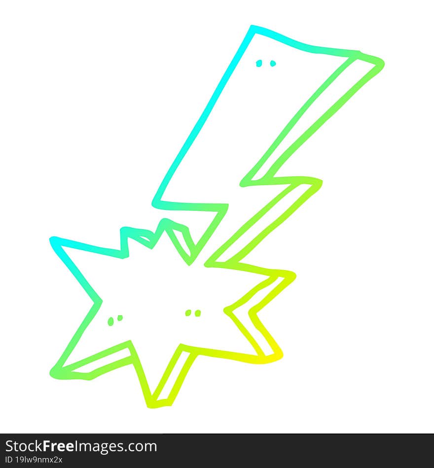 cold gradient line drawing cartoon lightning bolt