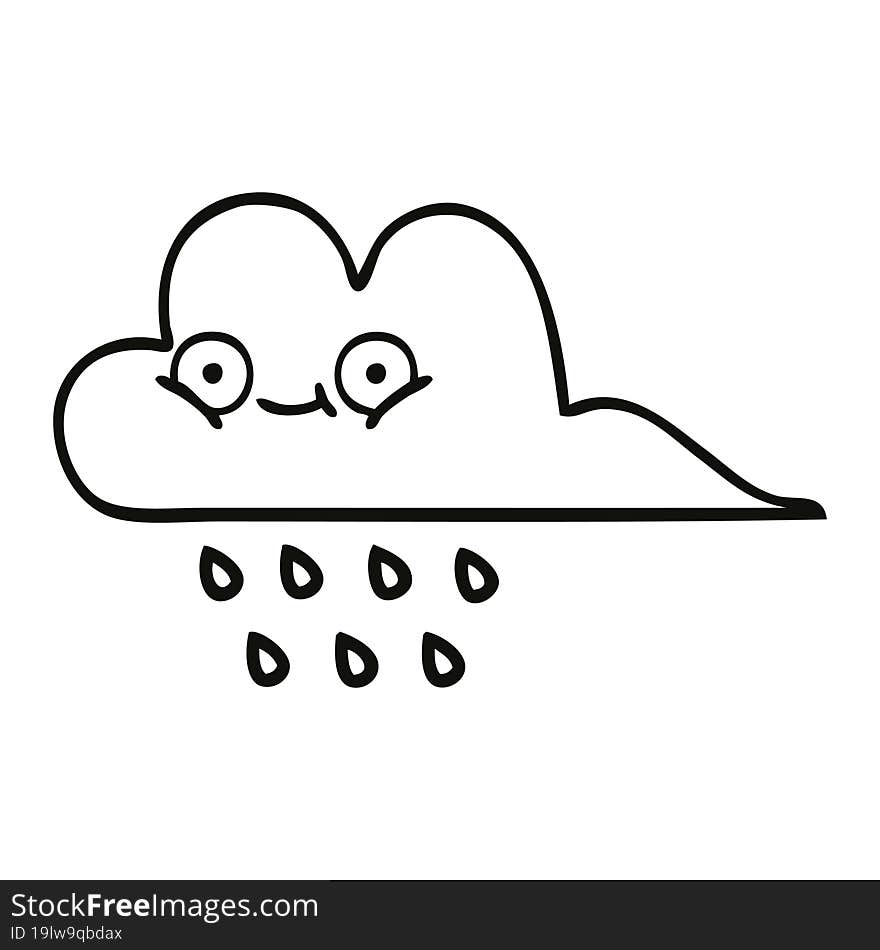 Line Drawing Cartoon Storm Rain Cloud