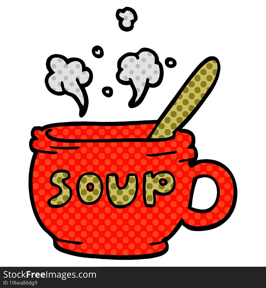 cartoon doodle of hot soup