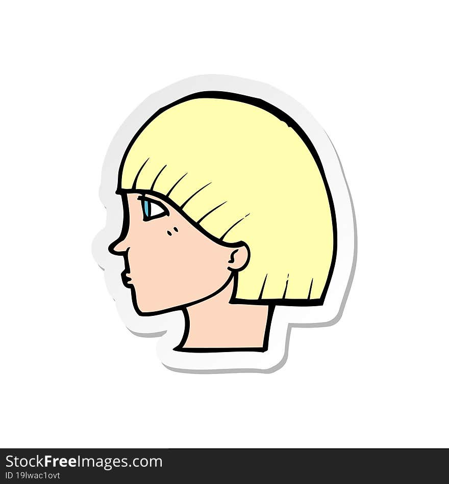 sticker of a cartoon side profile face