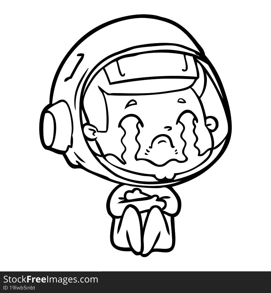 cartoon crying astronaut. cartoon crying astronaut