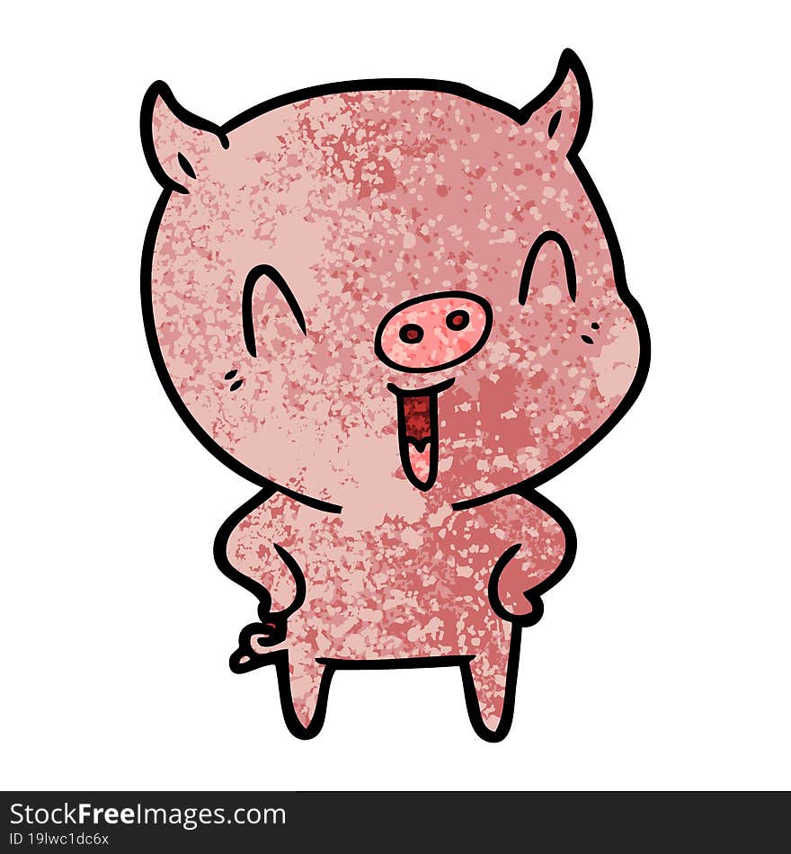 happy cartoon pig. happy cartoon pig