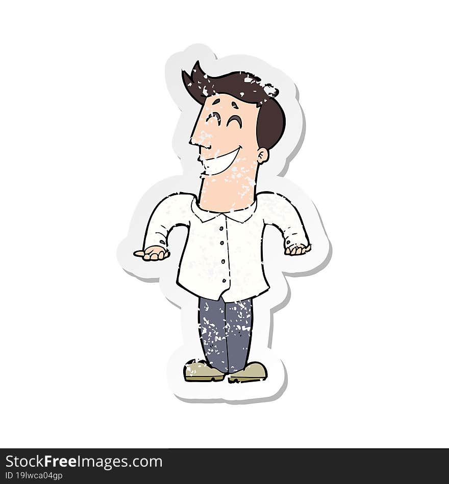 retro distressed sticker of a cartoon businessman